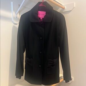 Betsey Johnson Black Coat with Bow Accents